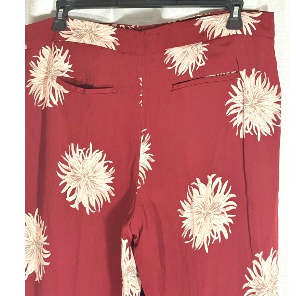 Ann Taylor Tawny Port Red Floral Wide Leg Cropped Pants size 14 style 412214 - Picture 4 of 7